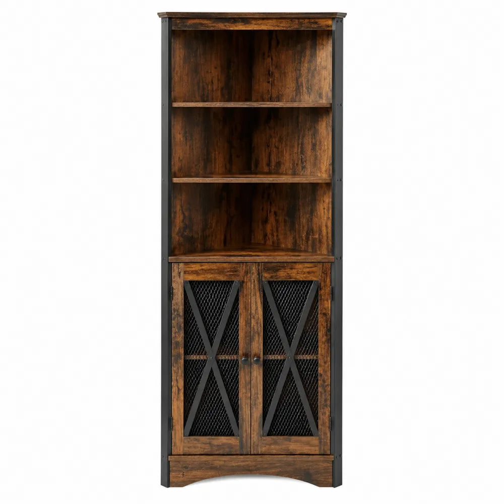 Libreria ad Angolo in Legno e Metallo