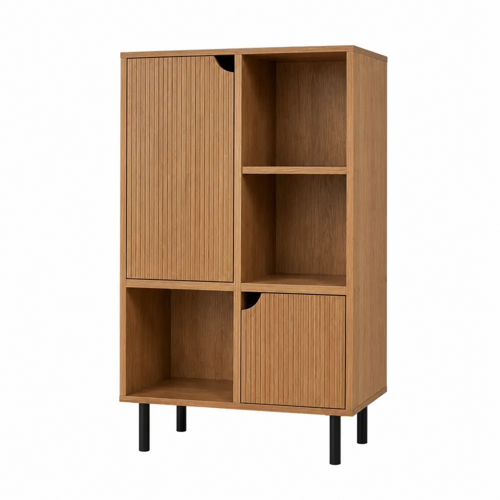 Scaffale libreria in legno con ante e ripiani 80x35x130 cm