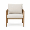 Poltrona da esterno in legno con cuscini in poliestere beige