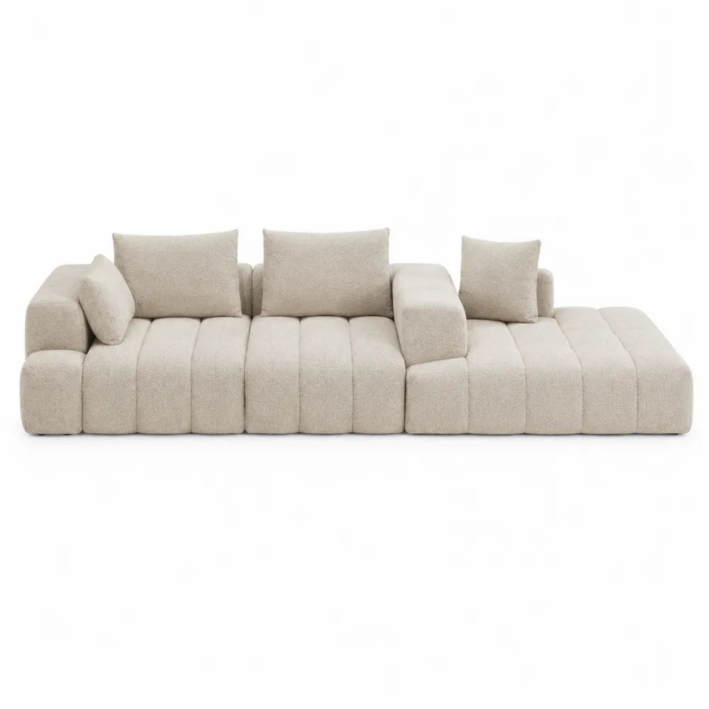 Divano modulare in tessuto bouclè beige