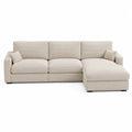Divano angolare con chaise-longue in velluto a coste beige, 3 posti