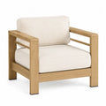 Poltrona da Esterno in Legno e Tessuto Beige