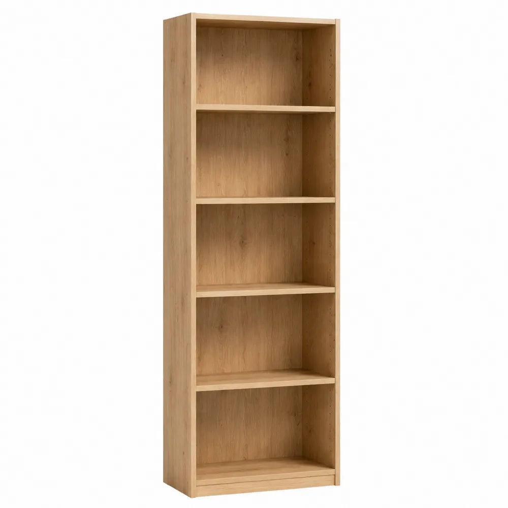 Libreria in legno con 5 ripiani regolabili, marrone chiaro