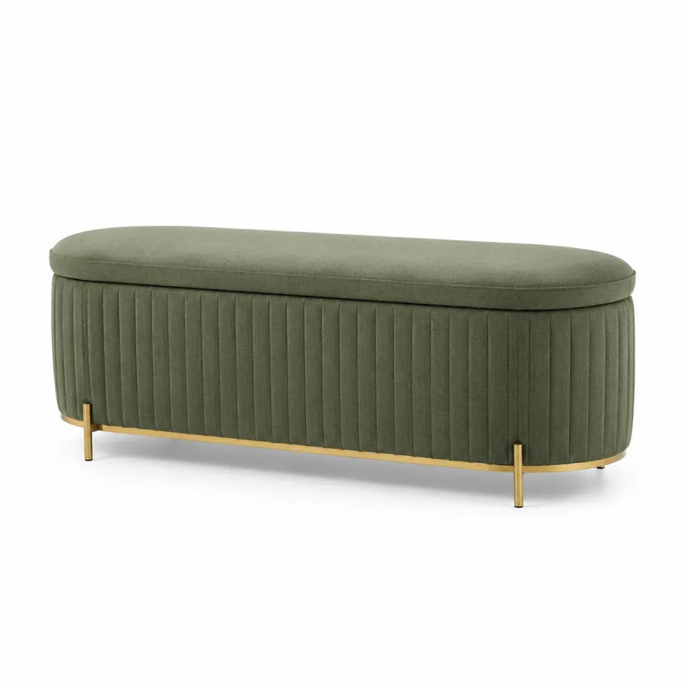 Panca in velluto con gambe metalliche dorate verde