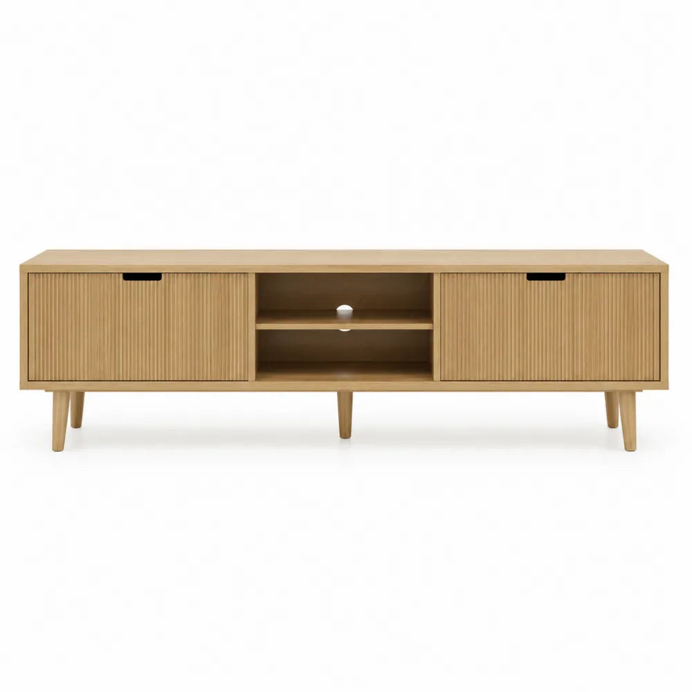 Mobile TV in legno di rovere con ante scorrevoli
