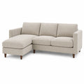 Divano angolare in velluto a coste beige con chaise longue