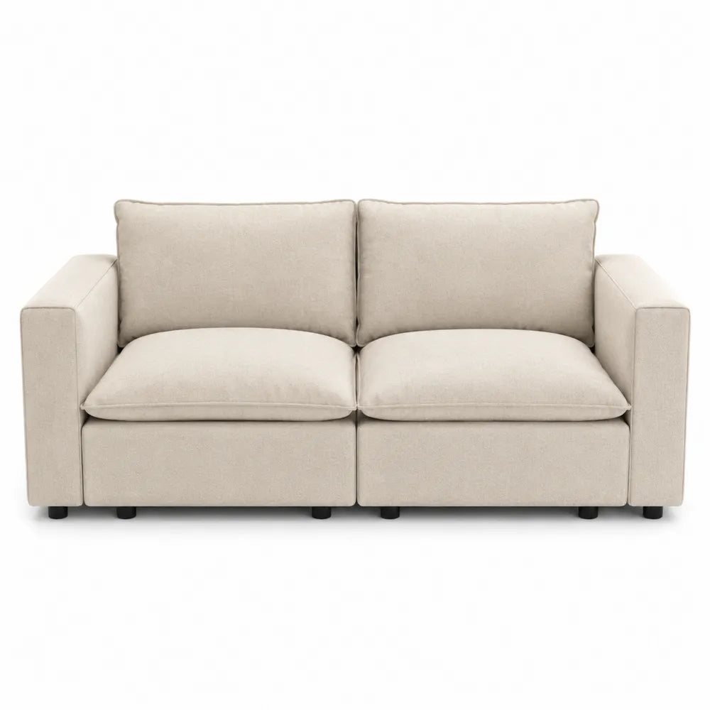 Divano in tessuto beige a 2 posti con rivestimento sfoderabile